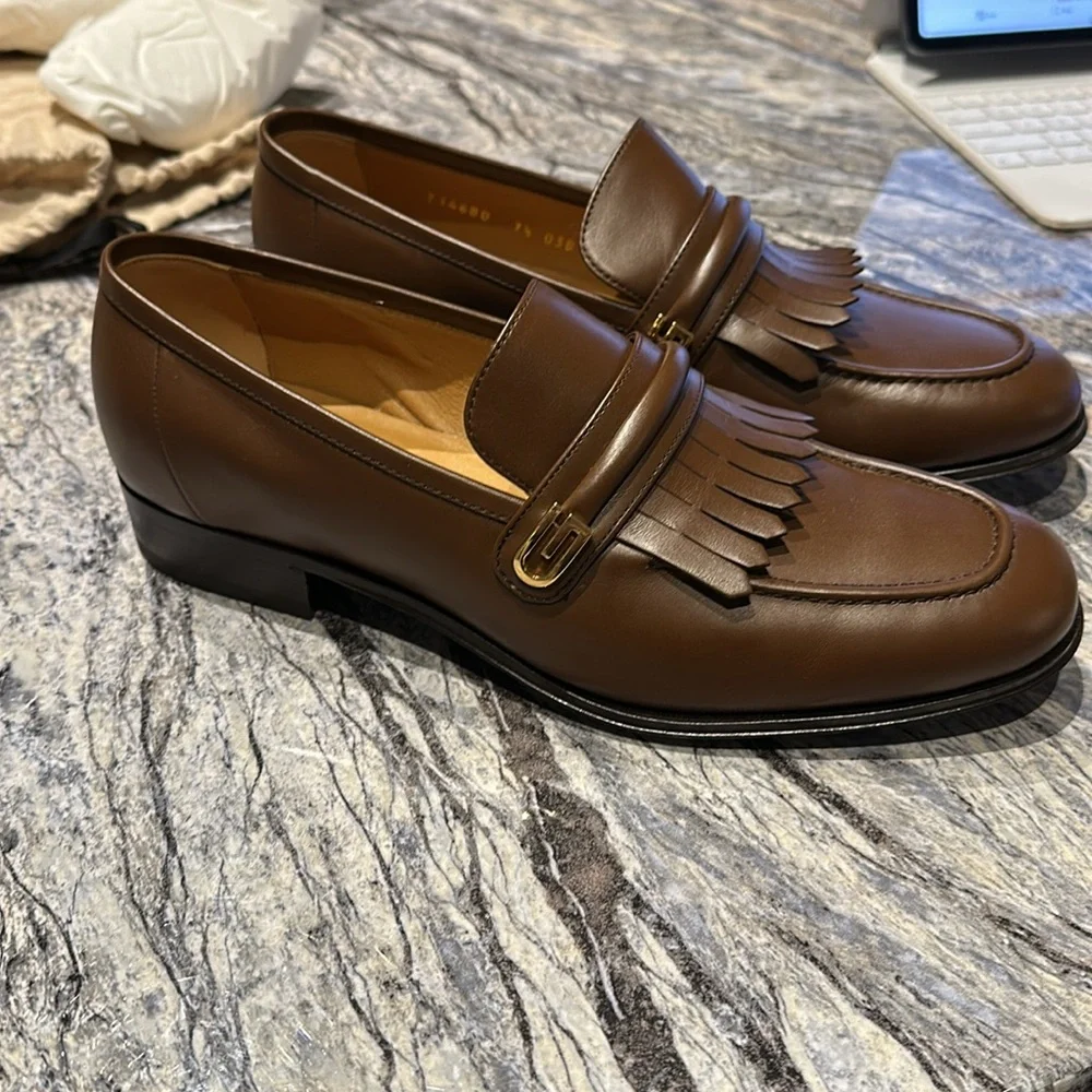 GUCCI BRAND NEW WAXED CALF BROWN SUGAR LOAFERS - Gucci size 7.5/US 9 - Picture 2 of 9